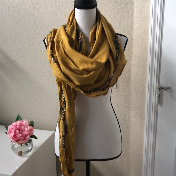 Anthropologie Shawl Chartreuse Citron Color Beaded - Picture 3 of 10